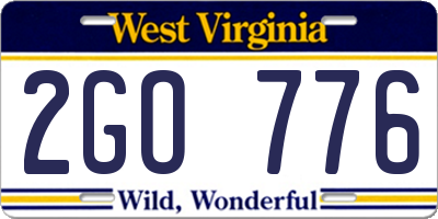 WV license plate 2GO776
