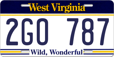 WV license plate 2GO787