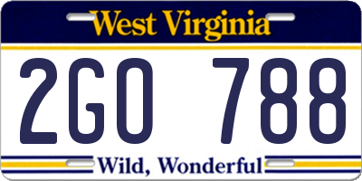 WV license plate 2GO788