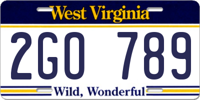 WV license plate 2GO789