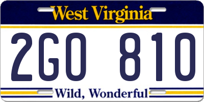 WV license plate 2GO810