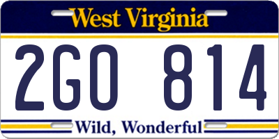 WV license plate 2GO814