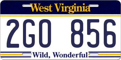 WV license plate 2GO856