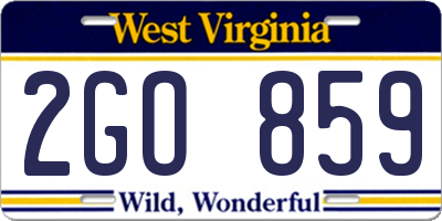 WV license plate 2GO859