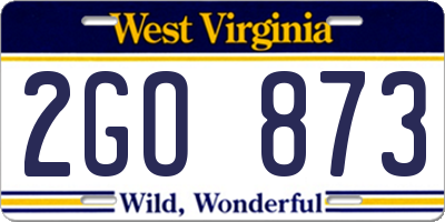 WV license plate 2GO873