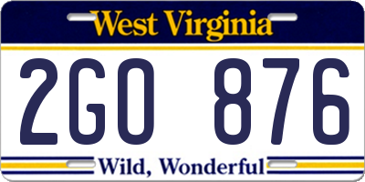 WV license plate 2GO876