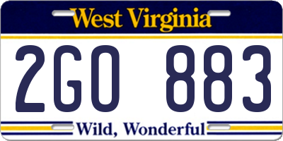WV license plate 2GO883