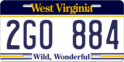 WV license plate 2GO884