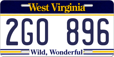 WV license plate 2GO896
