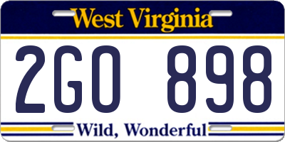WV license plate 2GO898