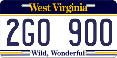 WV license plate 2GO900