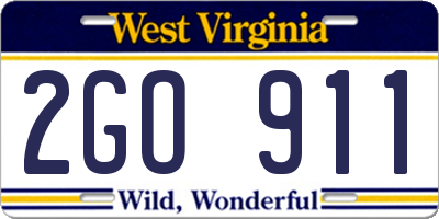 WV license plate 2GO911