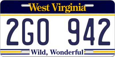 WV license plate 2GO942