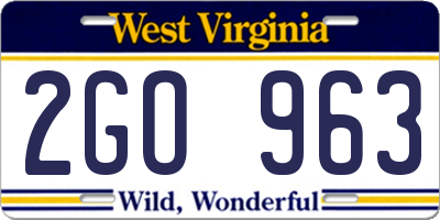 WV license plate 2GO963