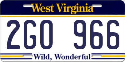 WV license plate 2GO966