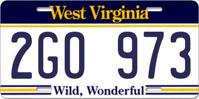 WV license plate 2GO973