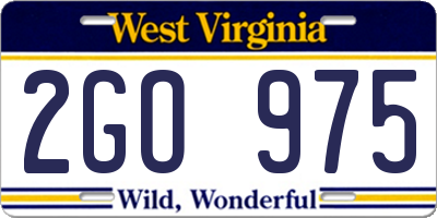WV license plate 2GO975