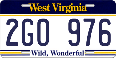 WV license plate 2GO976