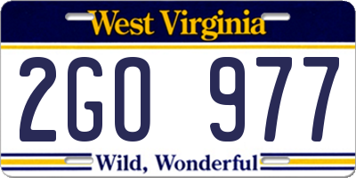WV license plate 2GO977