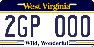 WV license plate 2GP000