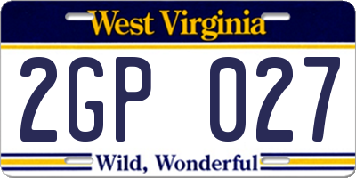 WV license plate 2GP027