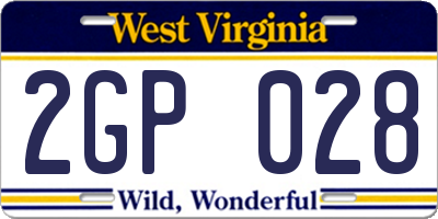 WV license plate 2GP028
