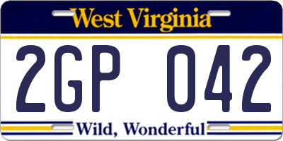 WV license plate 2GP042