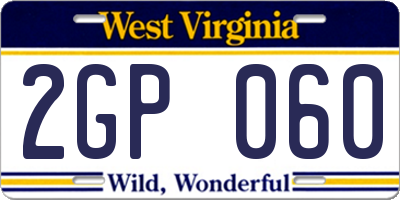 WV license plate 2GP060