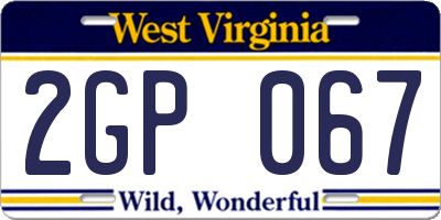 WV license plate 2GP067
