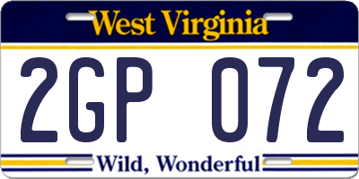WV license plate 2GP072