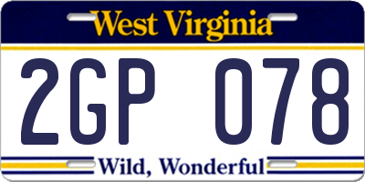WV license plate 2GP078