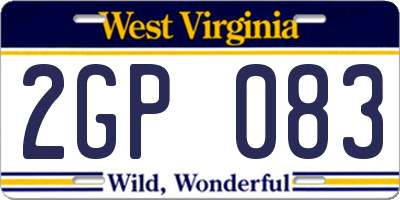 WV license plate 2GP083