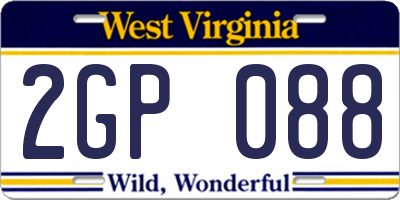 WV license plate 2GP088