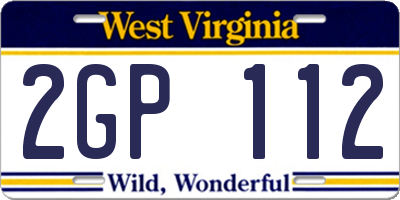 WV license plate 2GP112