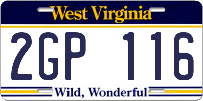 WV license plate 2GP116