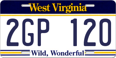 WV license plate 2GP120