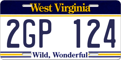 WV license plate 2GP124