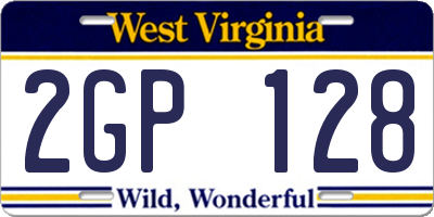 WV license plate 2GP128