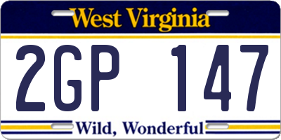 WV license plate 2GP147