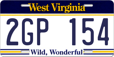 WV license plate 2GP154