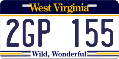 WV license plate 2GP155