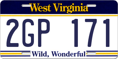 WV license plate 2GP171