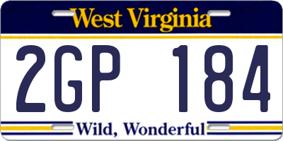 WV license plate 2GP184