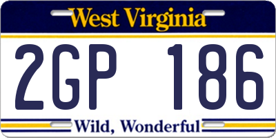 WV license plate 2GP186