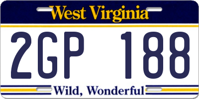 WV license plate 2GP188