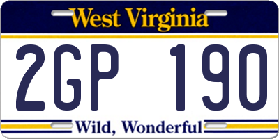 WV license plate 2GP190