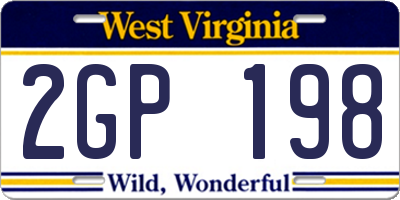 WV license plate 2GP198