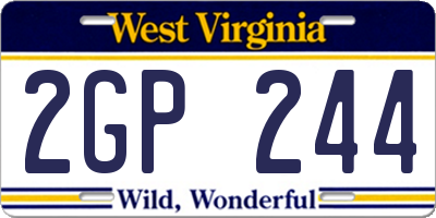 WV license plate 2GP244