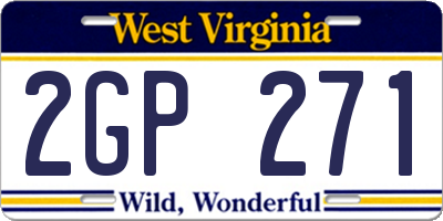 WV license plate 2GP271