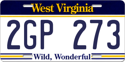 WV license plate 2GP273